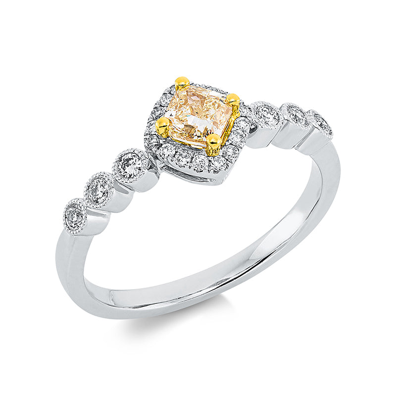 Ring    aus 750/-18 Karat Weißgold / Gelbgold mit 23 Diamanten 0
