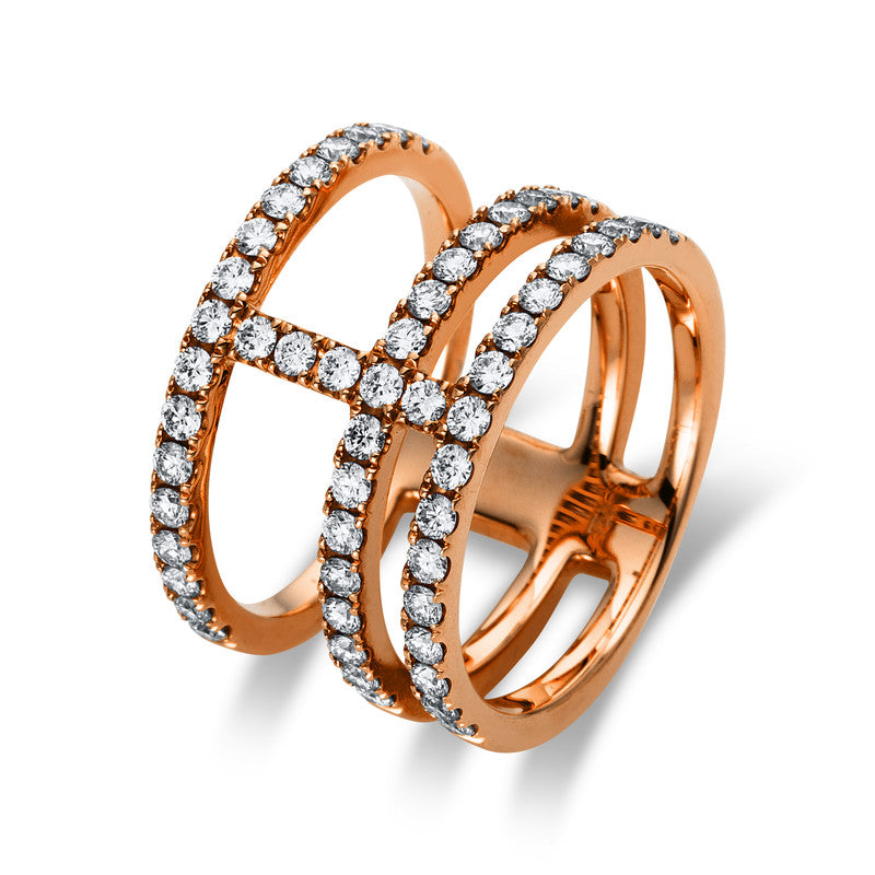 Ring aus 750/-18 Karat Rotgold mit 55 Diamanten 0
