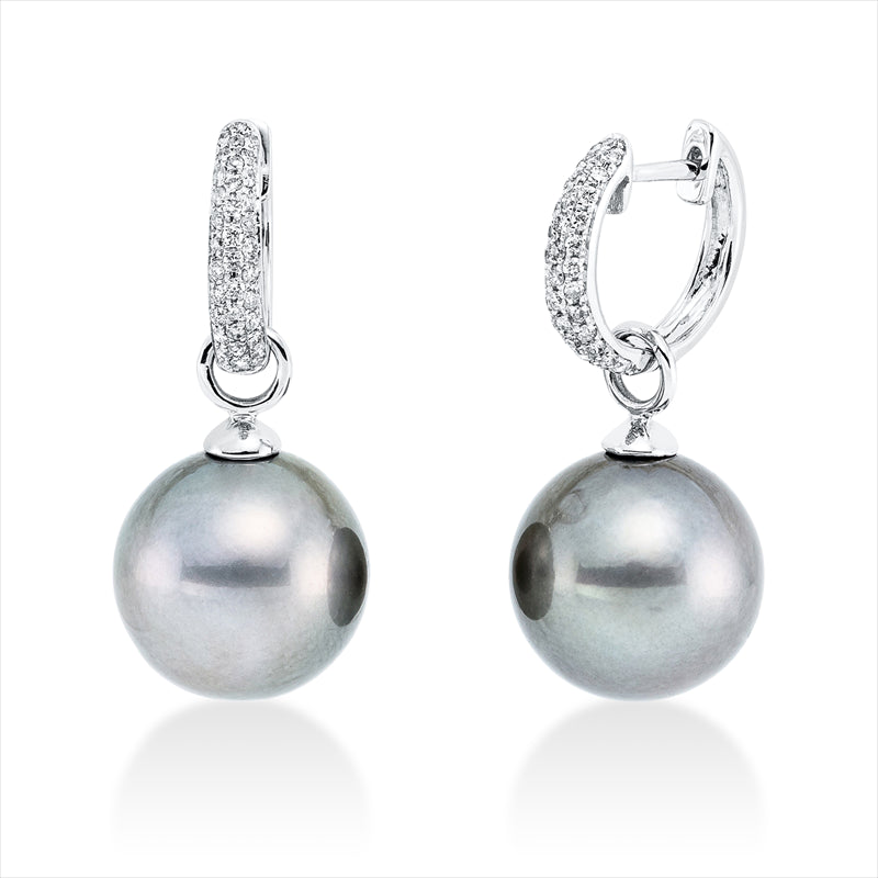 Ohrschmuck mit Tahiti aus 750/-18 Karat Weißgold mit 74 Diamanten 0