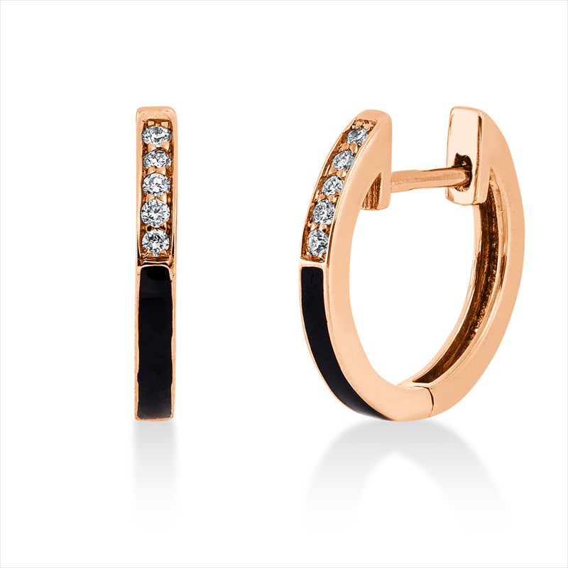 Creolen mit Emaille aus 750/-18 Karat Rotgold mit 10 Diamanten 0