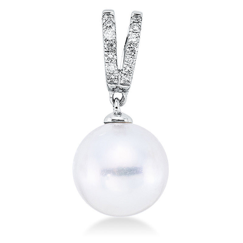 Anhänger mit Südseeperl aus 750/-18 Karat Weißgold mit 14 Diamanten 0