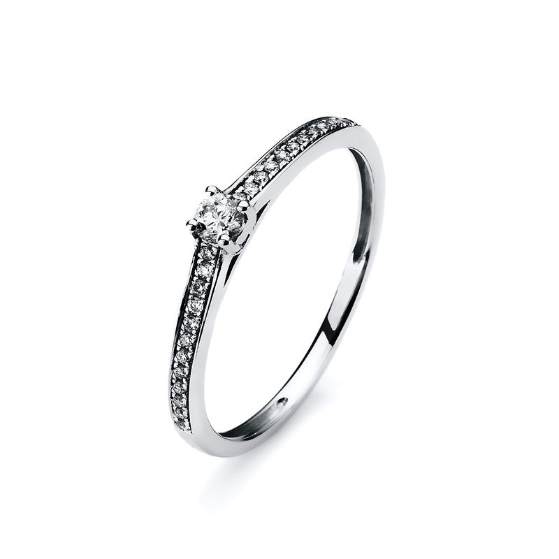 Ring    aus 585/-14 Karat Weißgold mit 25 Diamanten 0