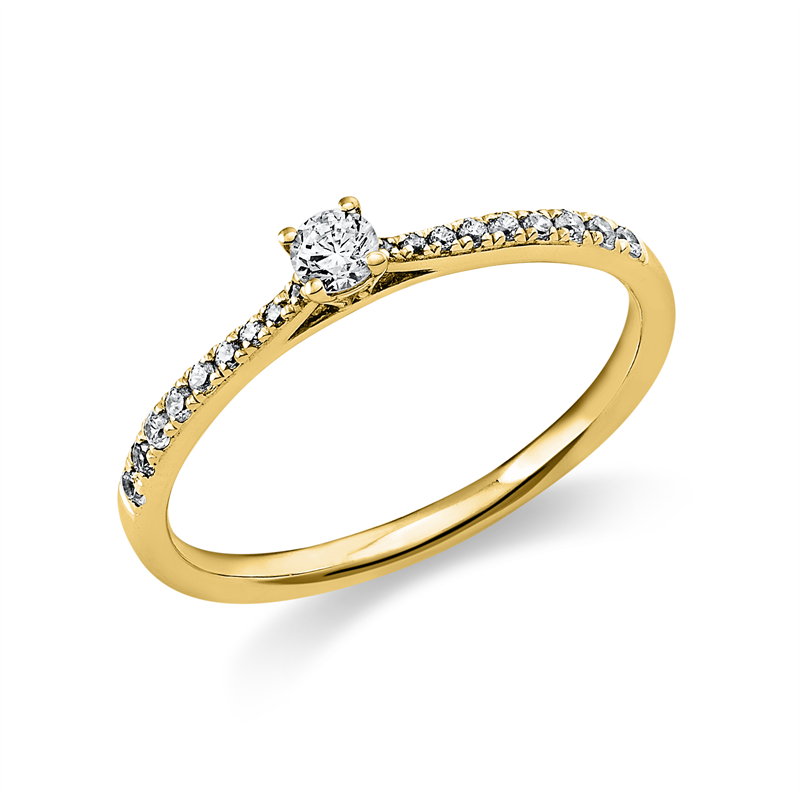 Ring    aus 585/-14 Karat Gelbgold mit 19 Diamanten 0