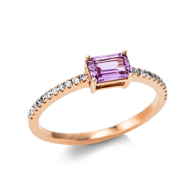 Ring mit Saphir  aus 750/-18 Karat Rotgold mit 22 Diamanten 0