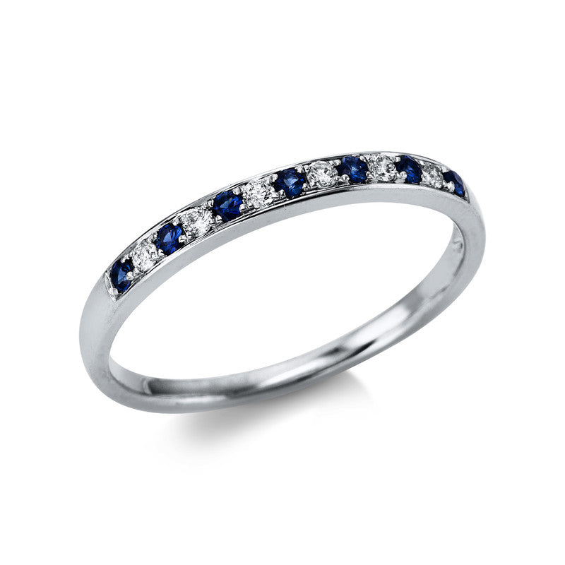 Ring mit Saphir  aus 750/-18 Karat Weißgold mit 6 Diamanten 0