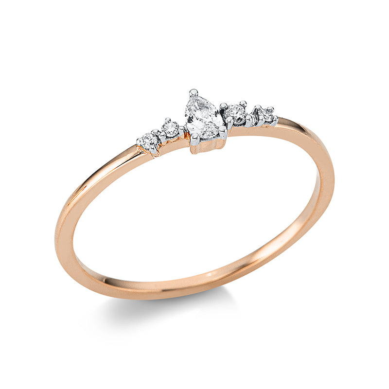 Ring    aus 750/-18 Karat Rotgold / Weißgold mit 5 Diamanten 0
