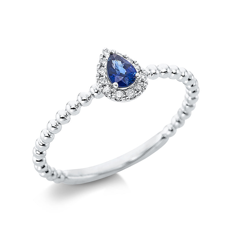 Ring mit Saphir  aus 750/-18 Karat Weißgold mit 12 Diamanten 0