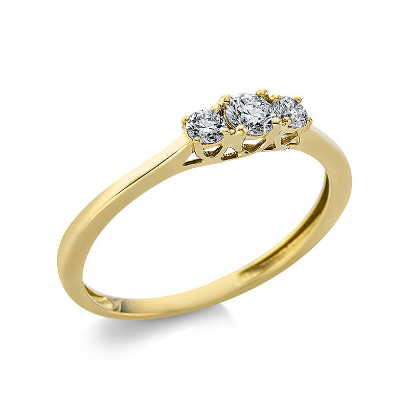 Ring    aus 585/-14 Karat Gelbgold mit 3 Diamanten 0
