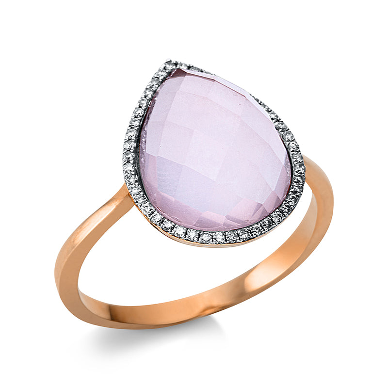 Ring mit Rosenquarz  aus 750/-18 Karat Rotgold / Weißgold mit 44 Diamanten 0