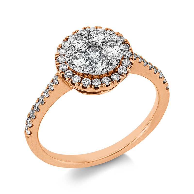 Ring    aus 750/-18 Karat Rotgold / Weißgold mit 47 Diamanten 0