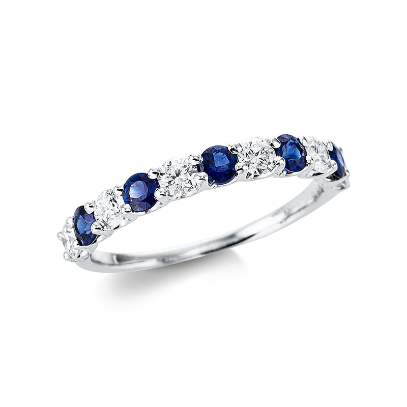 Ring mit Saphir  aus 750/-18 Karat Weißgold mit 6 Diamanten 0