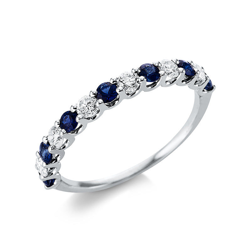 Ring mit Saphir  aus 750/-18 Karat Weißgold mit 6 Diamanten 0