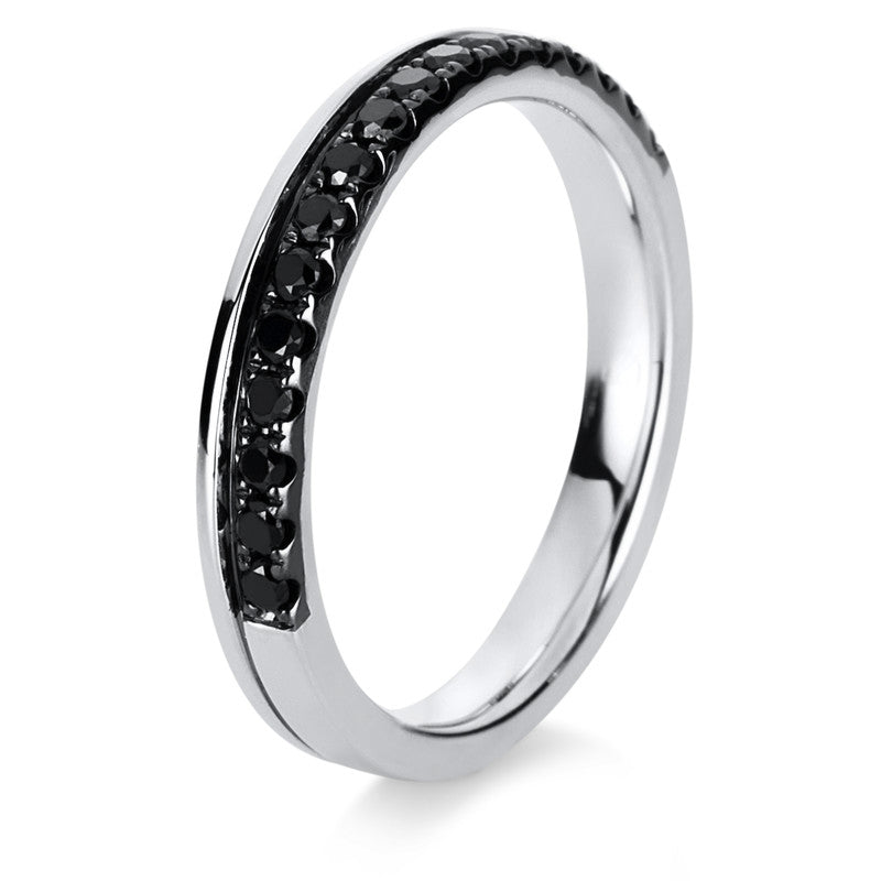 Ring - Mehrfachsteinbesatz aus Gold mit Diamanten, teils schwarz rhodiniert - 1B744