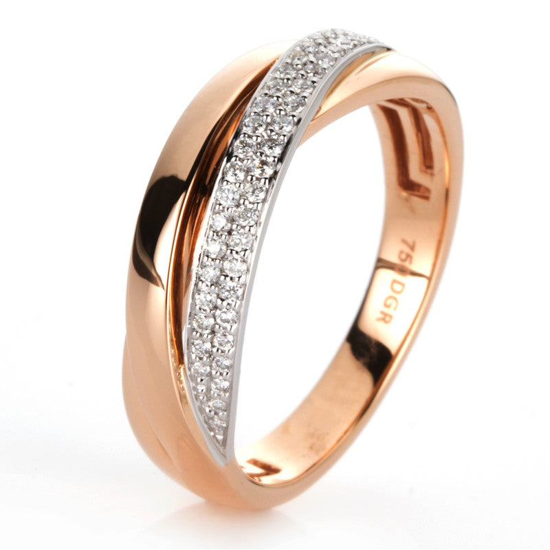 Ring    aus 750/-18 Karat Rotgold / Weißgold mit 46 Diamanten 0