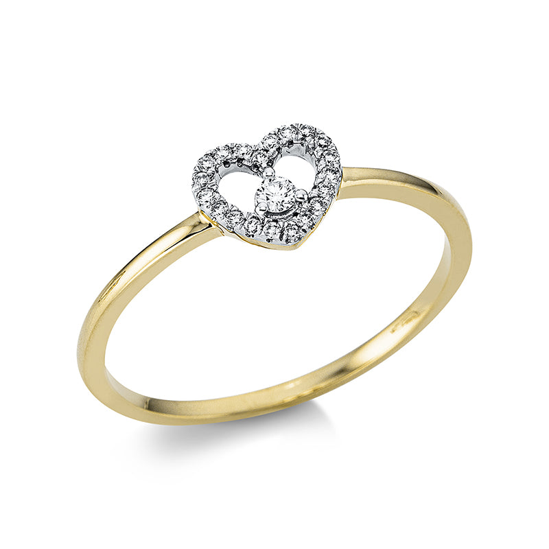 Ring - Moderner Schmuck aus Gold mit Diamanten, Herz-Symbol - 1BA34