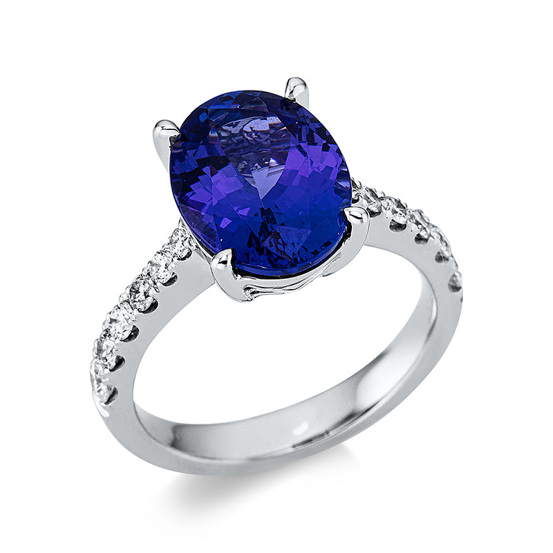 Ring mit Tansanit  aus 750/-18 Karat Weißgold mit 12 Diamanten 0