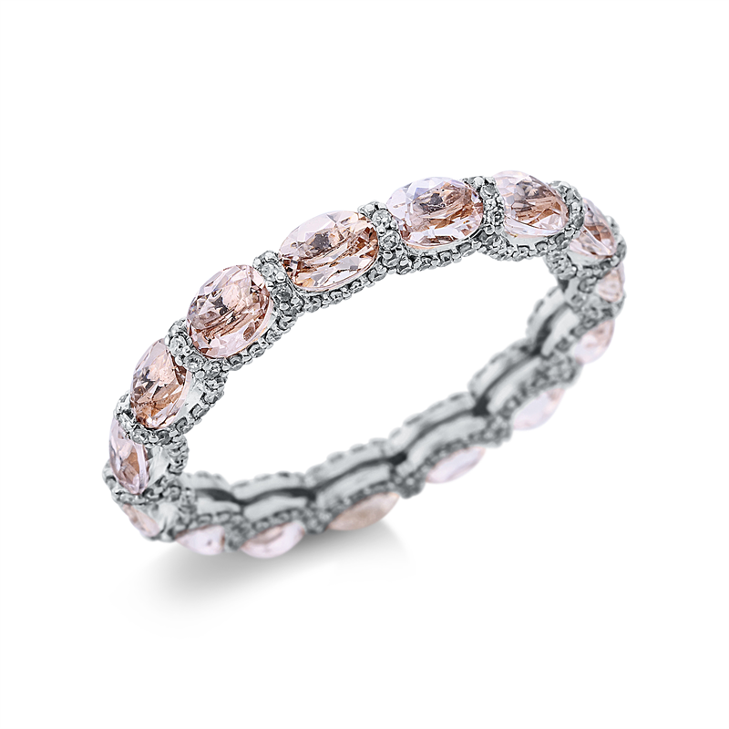 Ring mit Morganit  aus 750/-18 Karat Rotgold / Weißgold mit 195 Diamanten 0