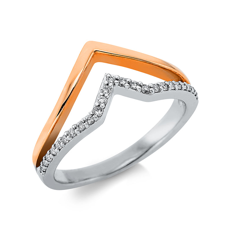 Ring    aus 750/-18 Karat Rotgold / Weißgold mit 25 Diamanten 0