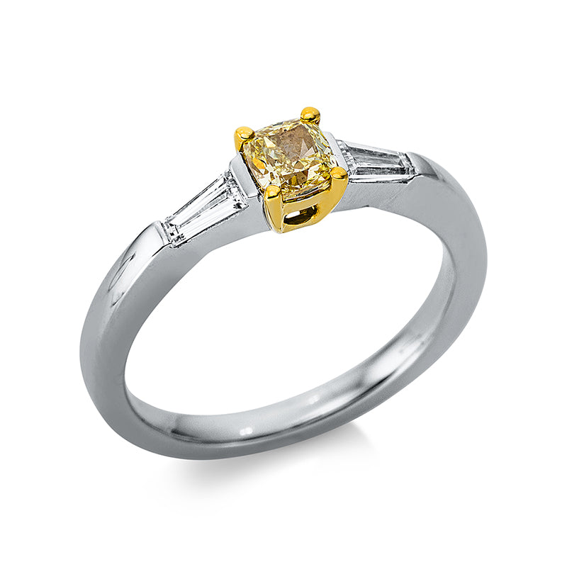 Ring    aus 750/-18 Karat Weißgold / Gelbgold mit 3 Diamanten 0
