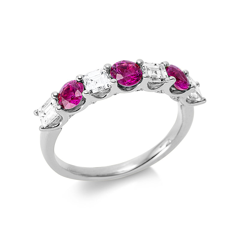 Ring mit Rubin  aus 750/-18 Karat Weißgold mit 16 Diamanten 0