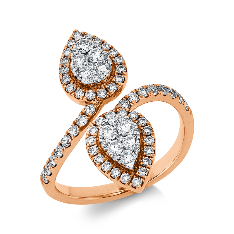 Ring    aus 750/-18 Karat Rotgold / Weißgold mit 76 Diamanten 0