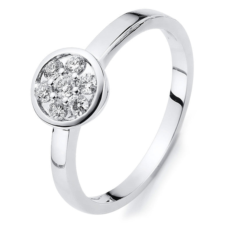 Ring    aus 750/-18 Karat Weißgold mit 7 Diamanten 0