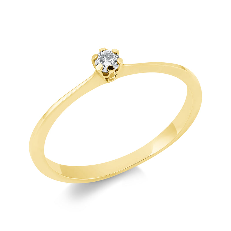 Ring    aus 585/-14 Karat Gelbgold mit 1 Diamant 0