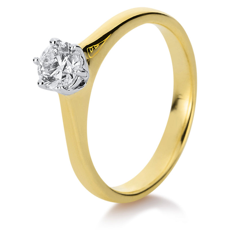 Ring    aus 750/-18 Karat Gelbgold / Weißgold mit 1 Diamant 0