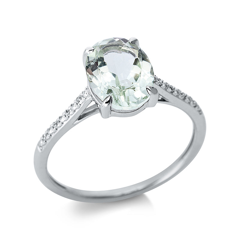 Ring mit Amethyst  aus 585/-14 Karat Weißgold mit 8 Diamanten 0