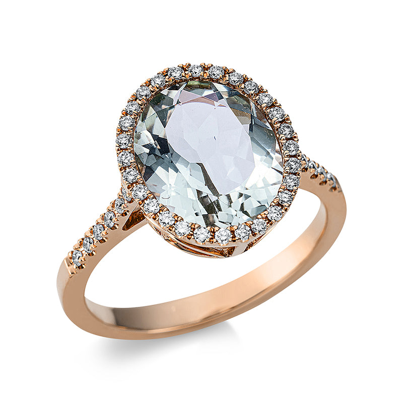 Ring mit Amethyst  aus 750/-18 Karat Rotgold mit 40 Diamanten 0