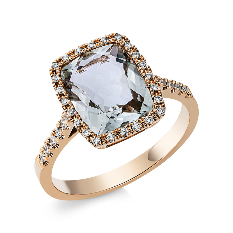 Ring mit Amethyst  aus 750/-18 Karat Rotgold mit 36 Diamanten 0