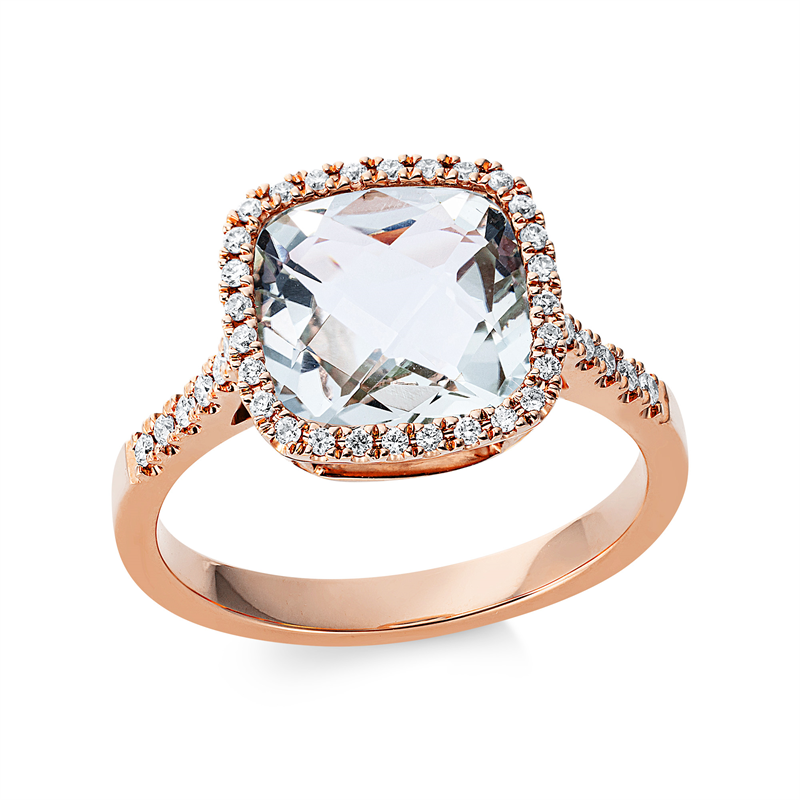 Ring mit Amethyst  aus 750/-18 Karat Rotgold mit 40 Diamanten 0