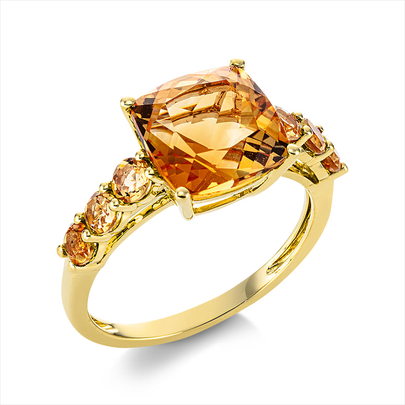 Ring mit Citrin  aus 750/-18 Karat Gelbgold  