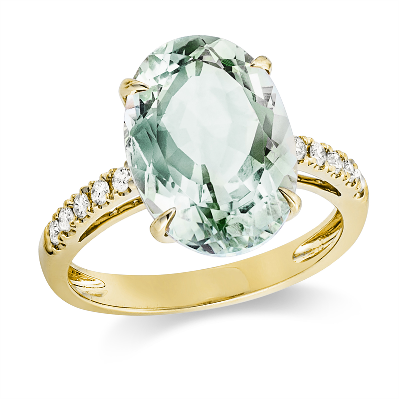 Ring mit Amethyst  aus 750/-18 Karat Gelbgold mit 10 Diamanten 0