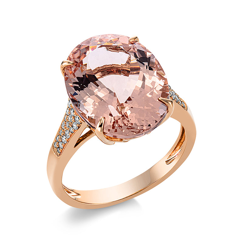 Ring mit Morganit  aus 750/-18 Karat Rotgold mit 34 Diamanten 0