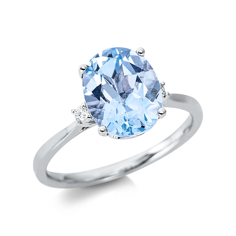Ring mit Topas  aus 750/-18 Karat Weißgold mit 2 Diamanten 0