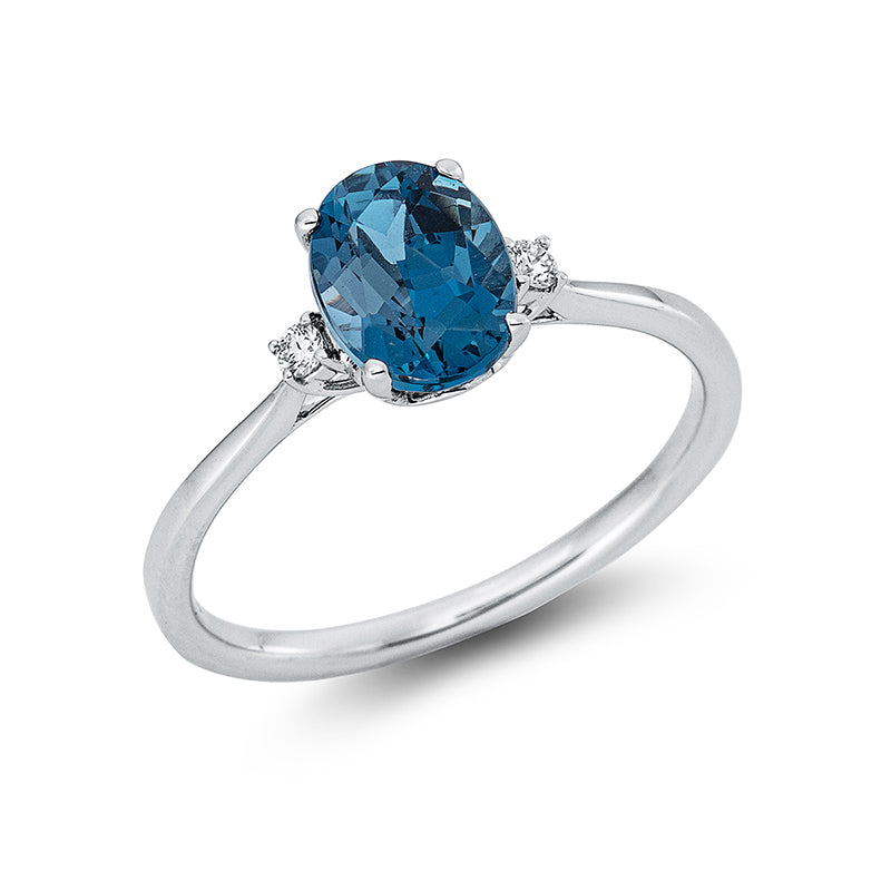 Ring mit Topas  aus 750/-18 Karat Weißgold mit 2 Diamanten 0