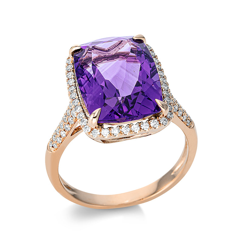 Ring mit Amethyst  aus 750/-18 Karat Rotgold mit 76 Diamanten 0