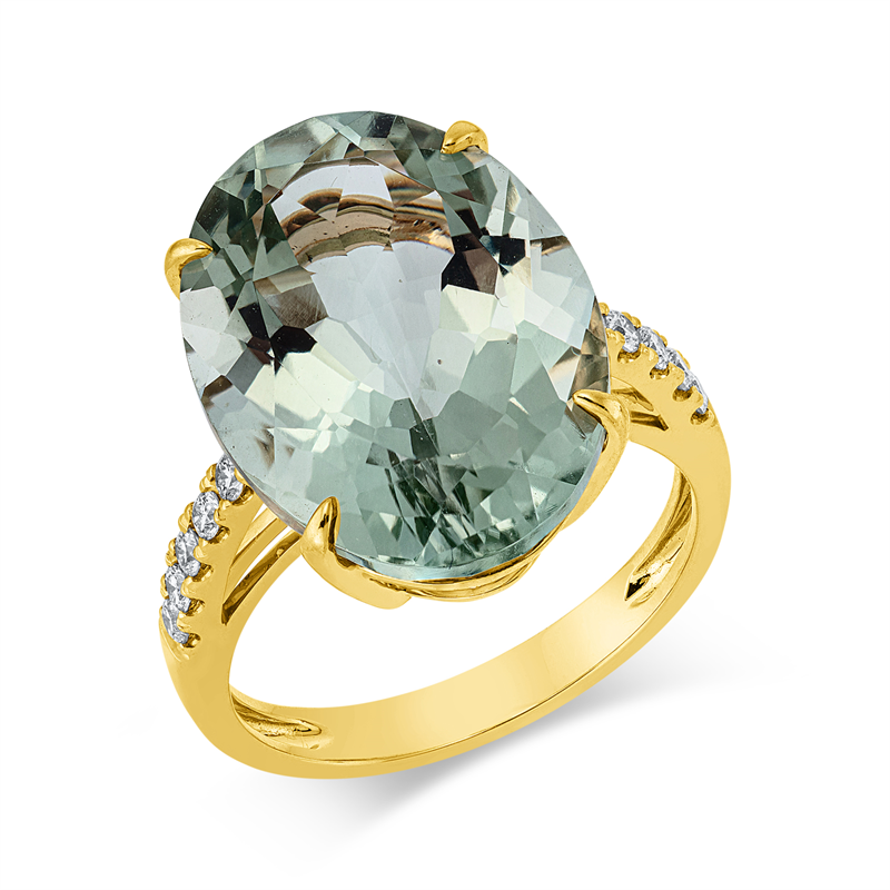 Ring mit Amethyst  aus 750/-18 Karat Gelbgold mit 10 Diamanten 0