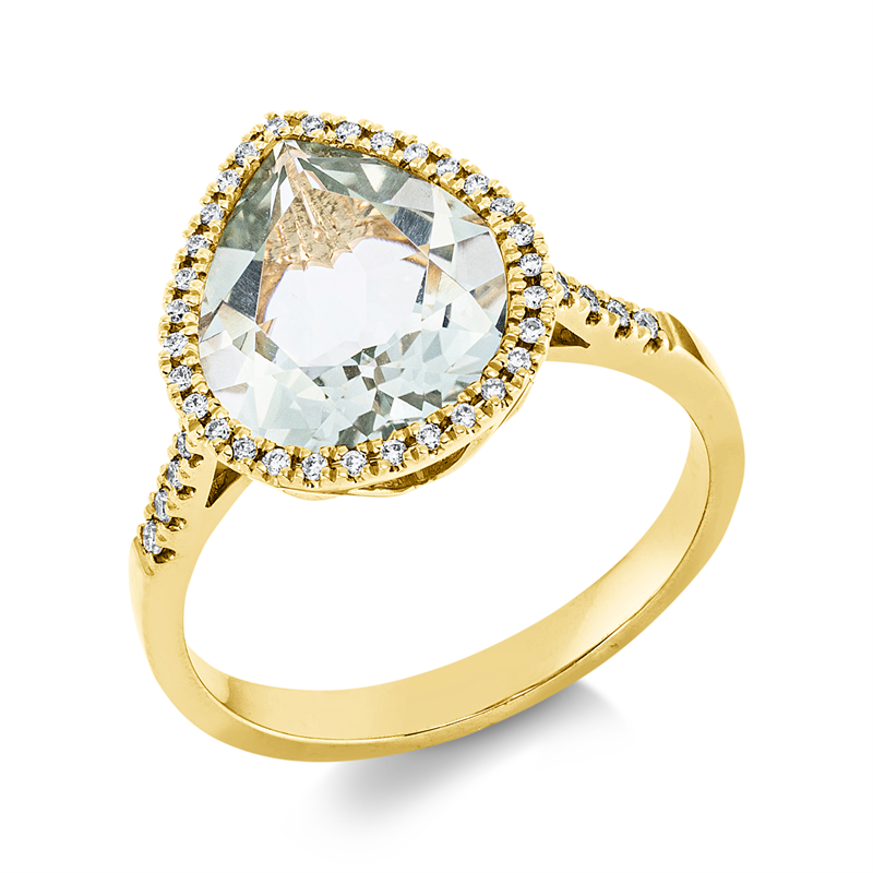 Ring mit Amethyst  aus 750/-18 Karat Gelbgold mit 43 Diamanten 0