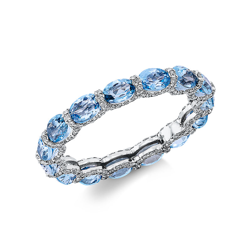 Ring mit Topas  aus 750/-18 Karat Weißgold mit 195 Diamanten 0