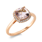 Ring mit Morganit  aus 750/-18 Karat Rotgold mit 24 Diamanten 0