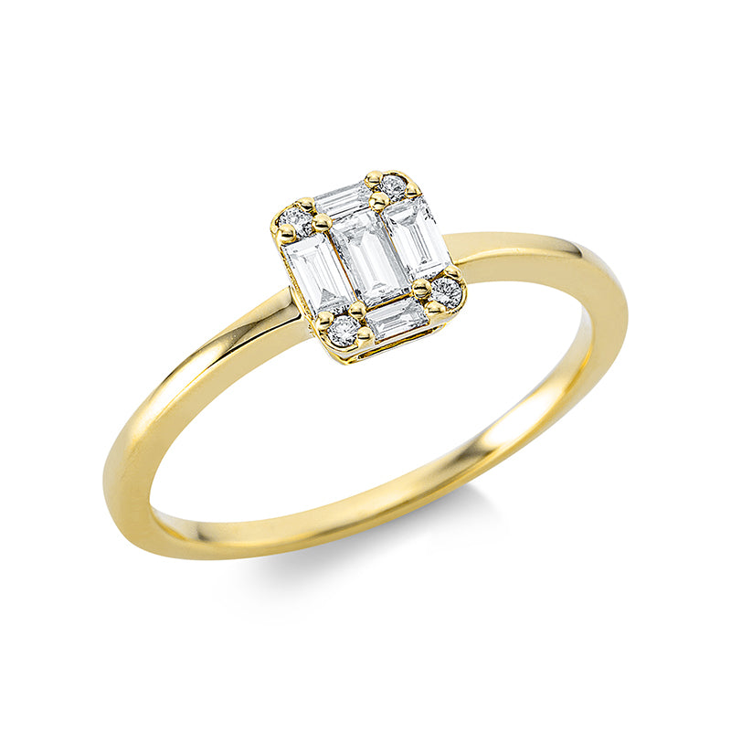 Ring    aus 750/-18 Karat Gelbgold mit 9 Diamanten 0