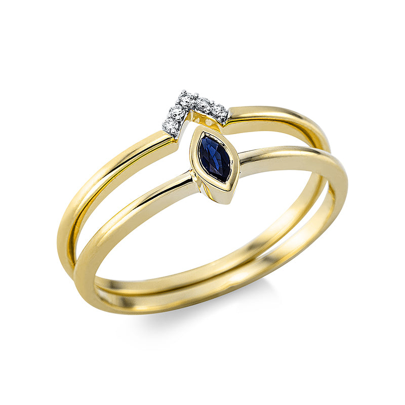 Ring aus Gold mit Diamanten mit Saphir - 1CP37