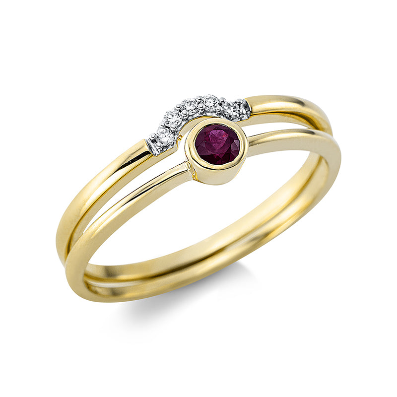 Ring aus Gold mit Diamanten mit Rubin - 1CP40