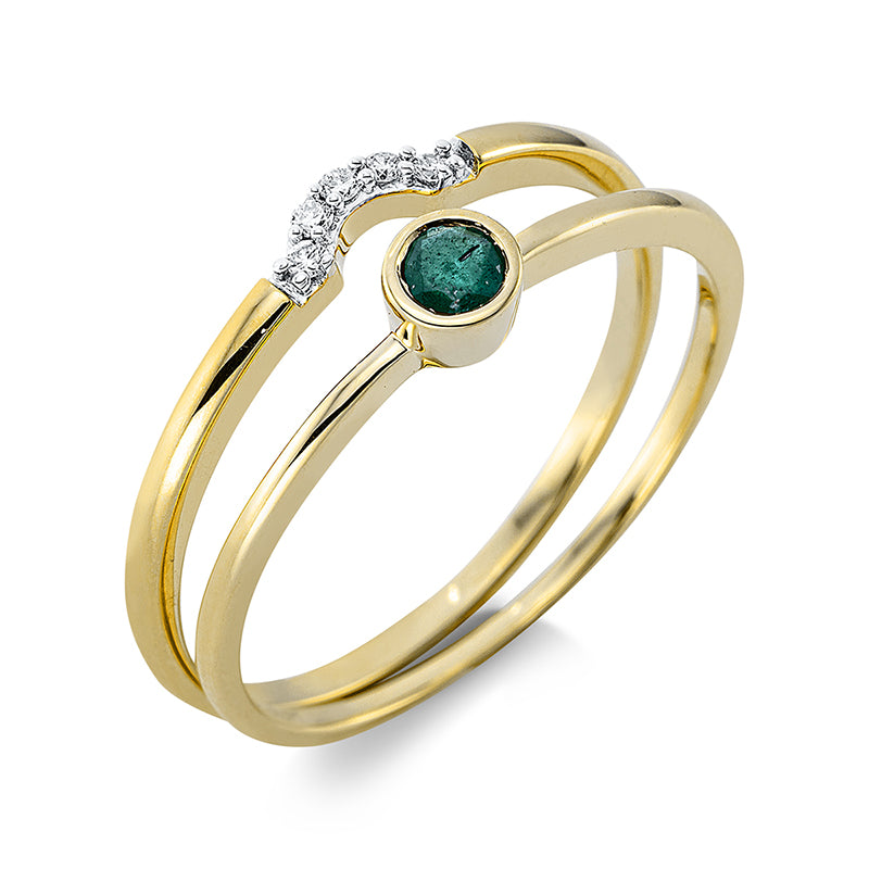 Ring aus Gold mit Diamanten mit Smaragd - 1CP42