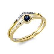 Ring aus Gold mit Diamanten mit Saphir - 1CP43