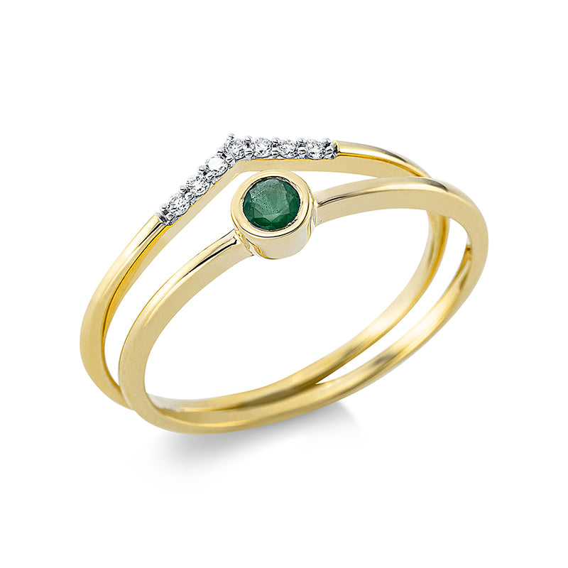 Ring aus Gold mit Diamanten mit Smaragd - 1CP45