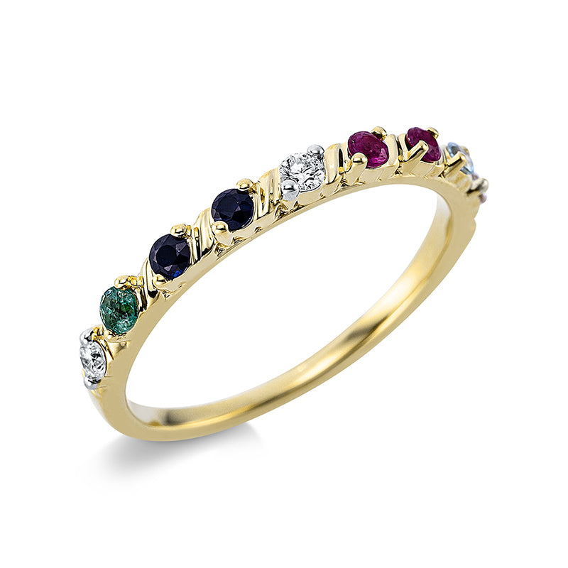 Ring aus Gold mit Diamanten mit Farbstein, -Symbol - 1CP62