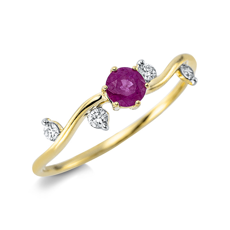 Ring aus Gold mit Diamanten mit Rubin - 1CP68